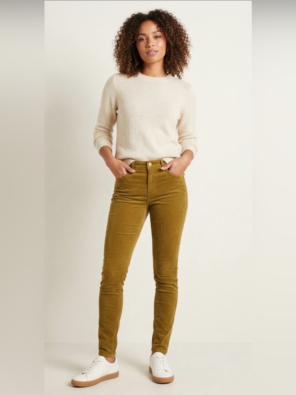Cabi Umber Skinny Corduroy Pants Womens Size 4 Gold Mustard Yellow Jeans 3197